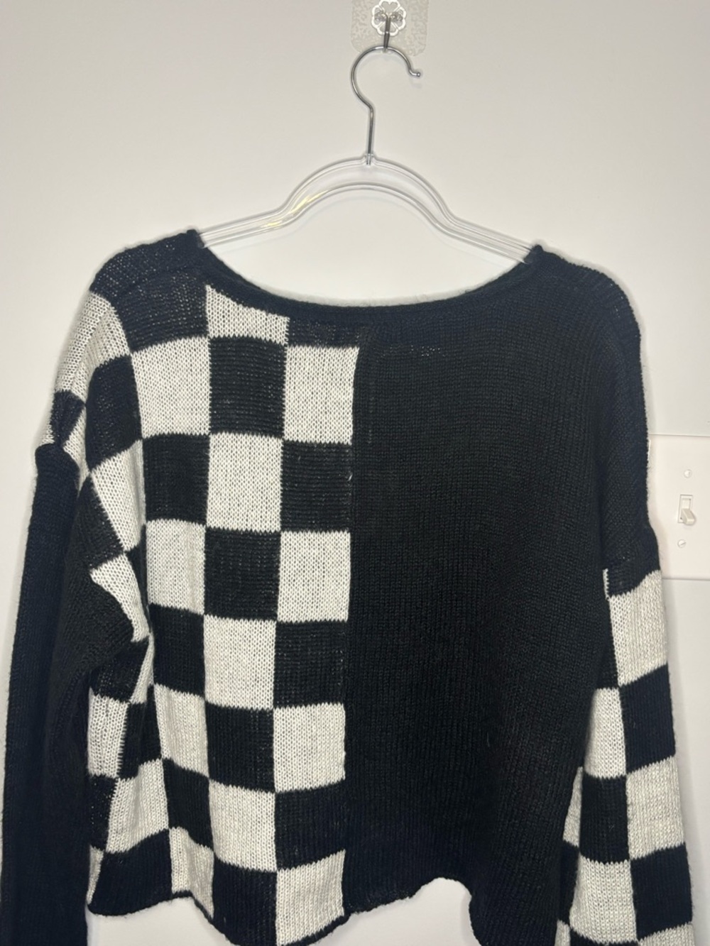 Blu Pepper Black and White Checkerboard Crewneck Sweater - Picture 2 of 4